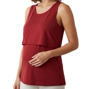 SMALLSHOW‎ Wine Red Maternity Nursing Tank Top Layered Breastfeeding M NWOT